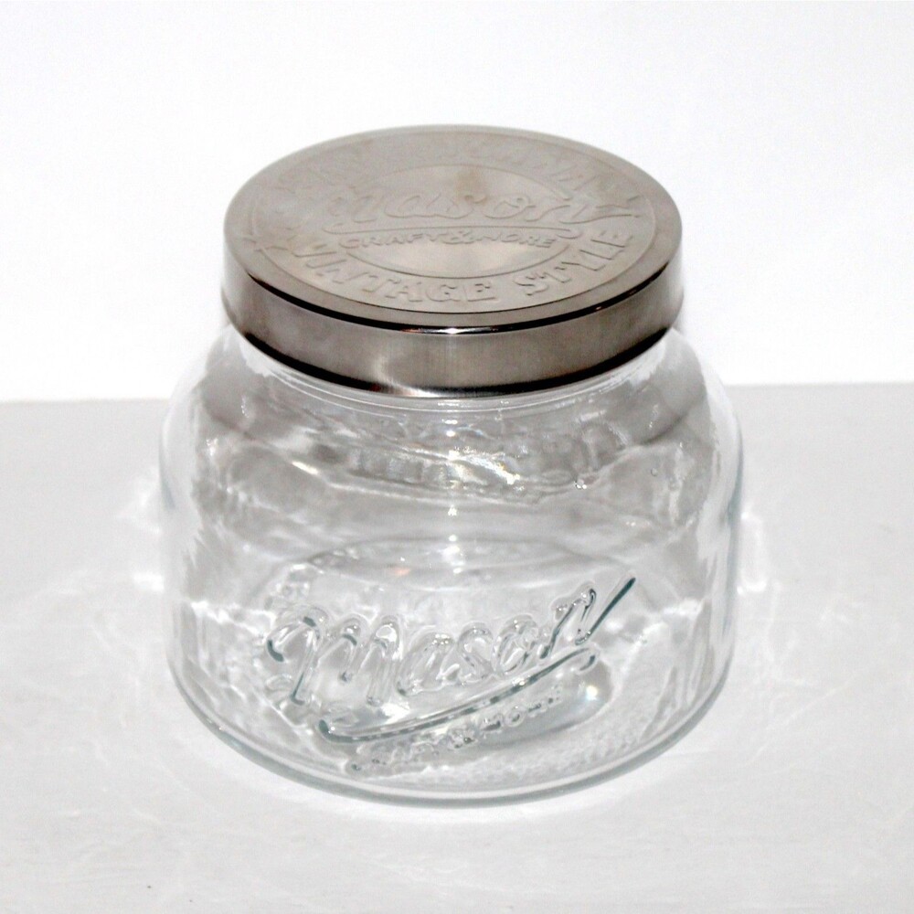 Mason Craft & More Glass Jar Americana Vintage Style large metal lid airtight